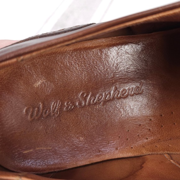 Wolf + Shepherd Oxford Dress Shoes Mens 13 Senna Wingtip Brogue Brown Leather - Picture 10 of 16